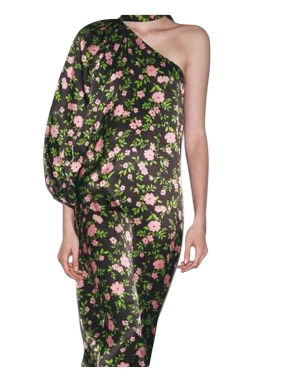 ZARA 100% Silk Asymmetric Floral Midi Dress – Size S - Picture 3 of 11